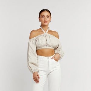 Dissh Ginny Natural Linen Crop Top US size 6